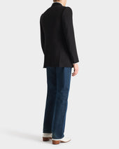 Veste De Smoking Crois E En Laine Vierge Et Viscose Noire
