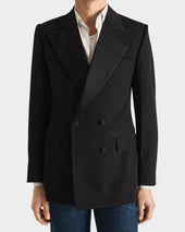 VESTE DE SMOKING CROISÉE EN LAINE VIERGE ET VISCOSE - NOIRE
