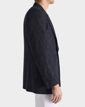 Veste Droite En Serg De Coton Et Chanvre Bleue Indigo