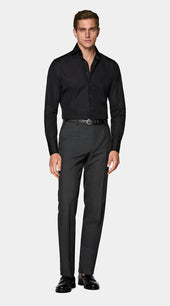 Black Widespread Collar Shirt