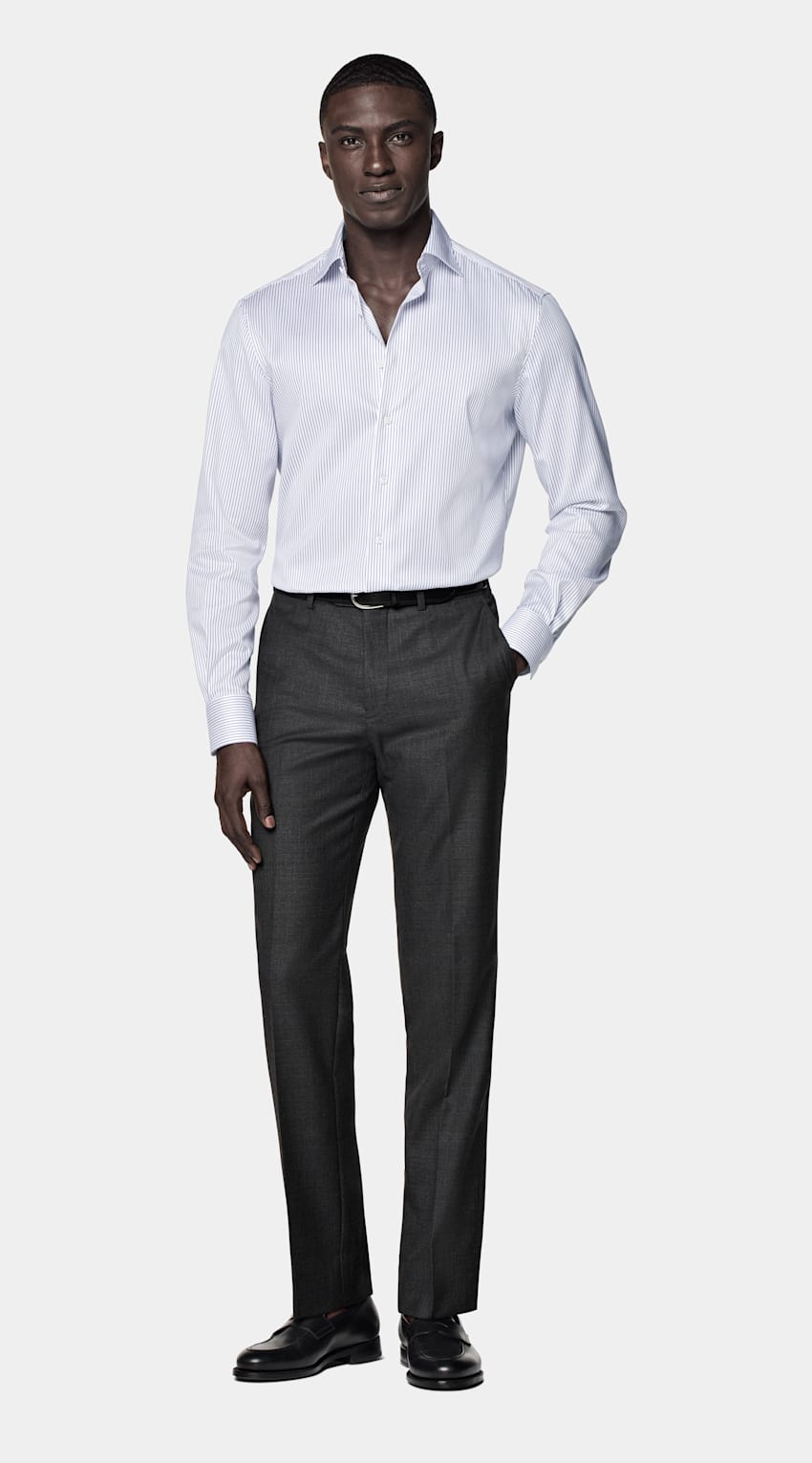 Striped Widespread Collar Shirt