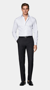 White Striped Widespread Collar Shirt