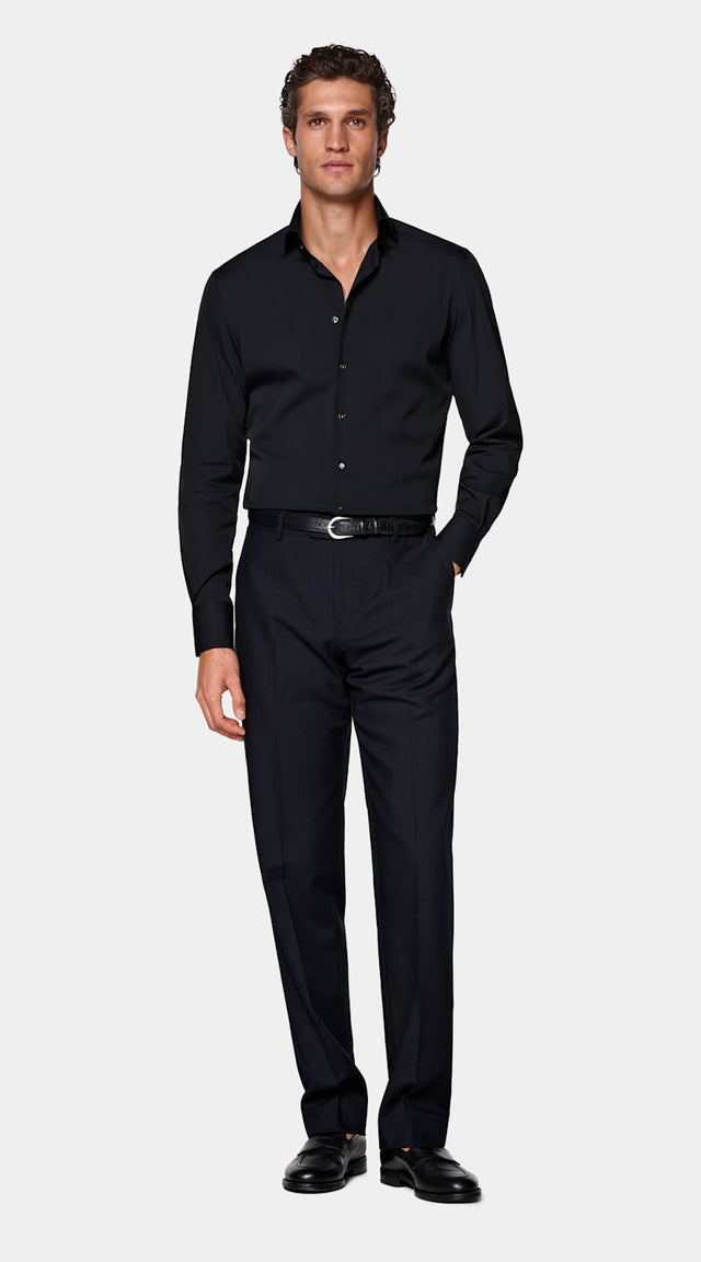 Navy Widespread Collar Shirt