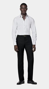 White Striped Point Collar Shirt
