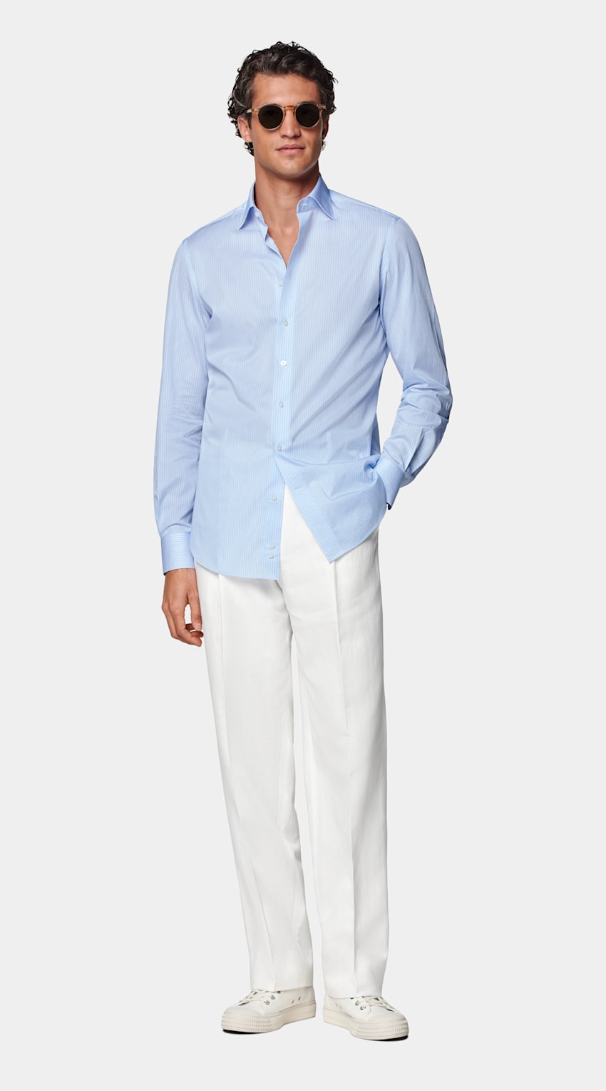 Striped Widespread Collar Shirt