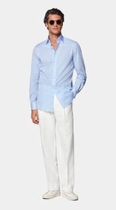 Blue Striped Widespread Collar Shirt