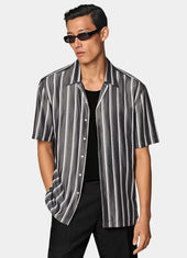 Striped Lyocell Short Sleeve Shirt