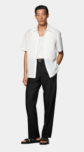 White Cotton Short Sleeve Shirt