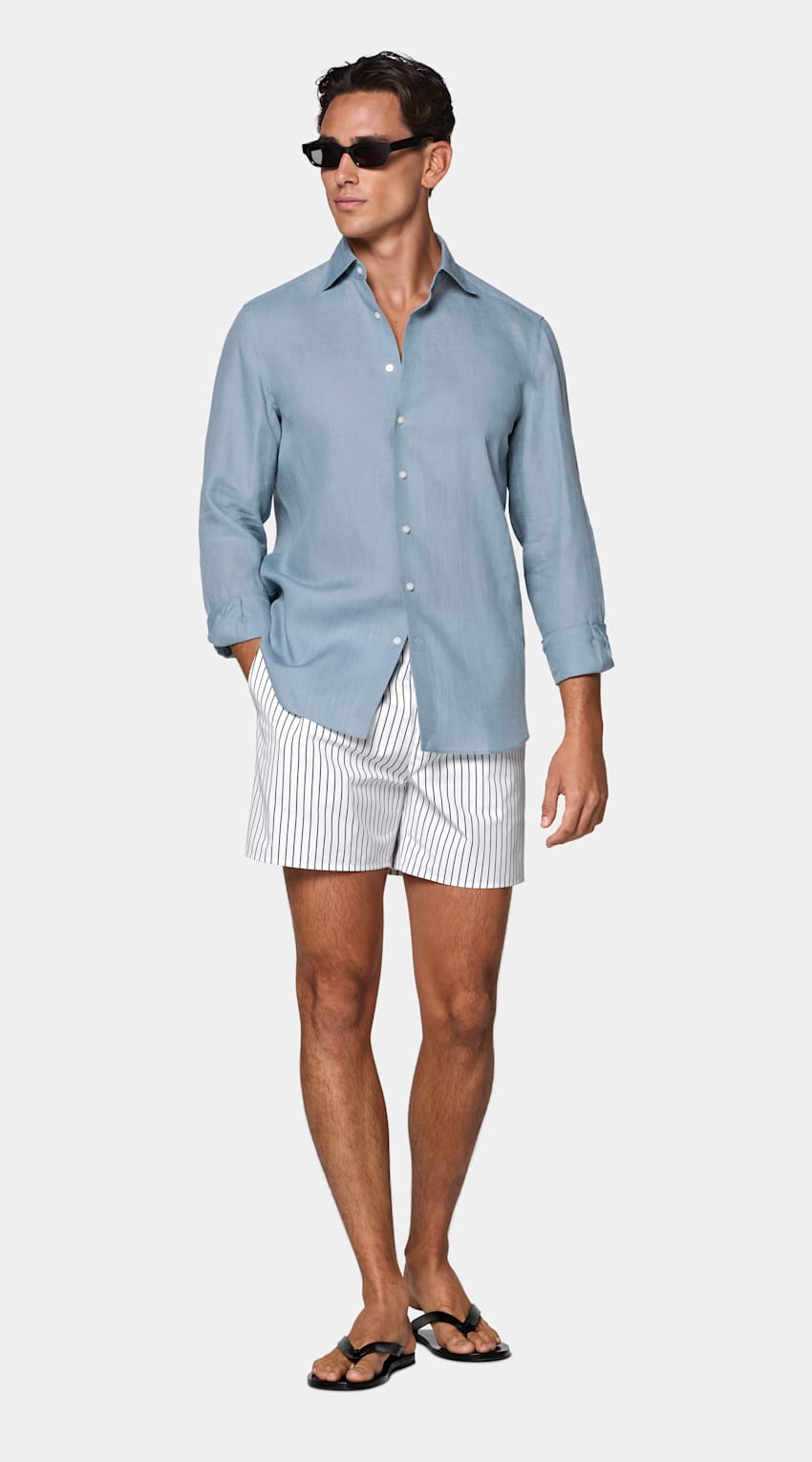 Mid Blue Linen Shirt