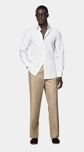 Sand Striped Point Collar Shirt