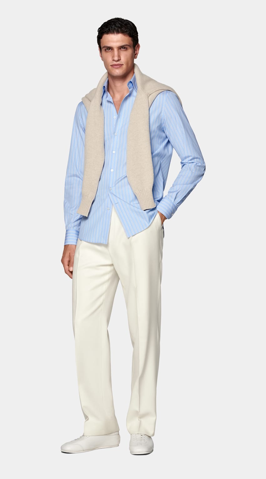 Striped Point Collar Shirt