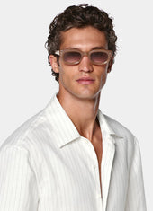 Striped Linen Lyocell Short Sleeve Shirt