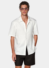 Striped Linen Lyocell Short Sleeve Shirt