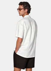Striped Linen Lyocell Short Sleeve Shirt