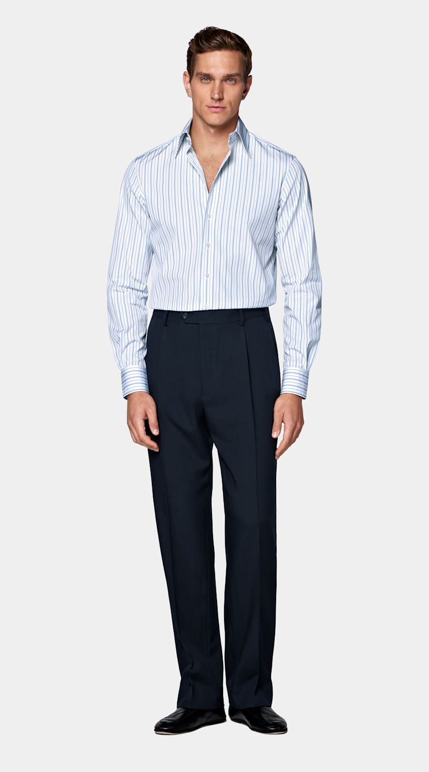 Striped Point Collar Shirt
