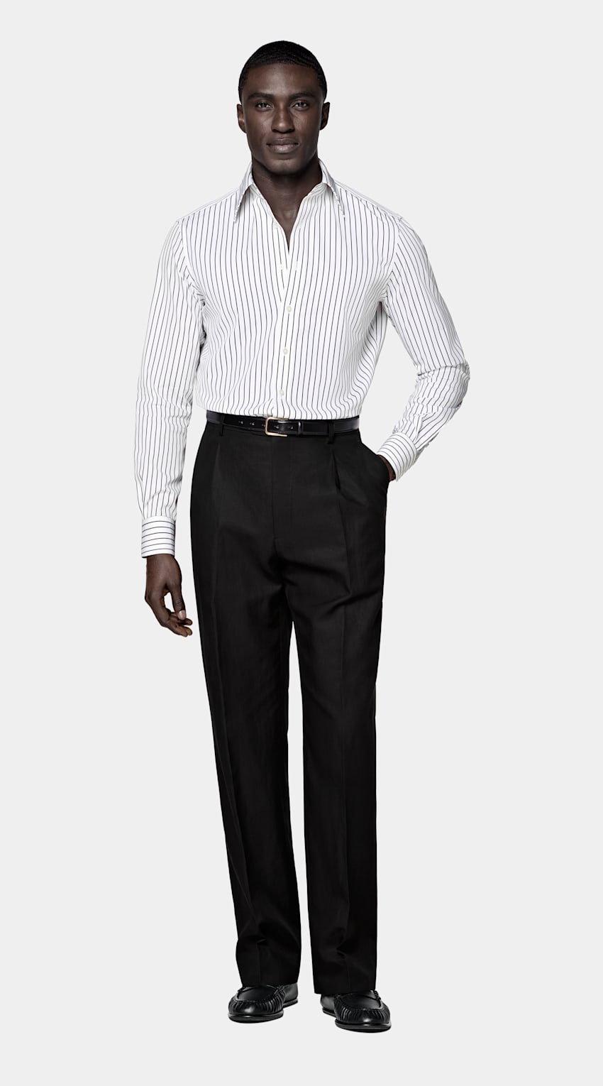 Striped Point Collar Shirt
