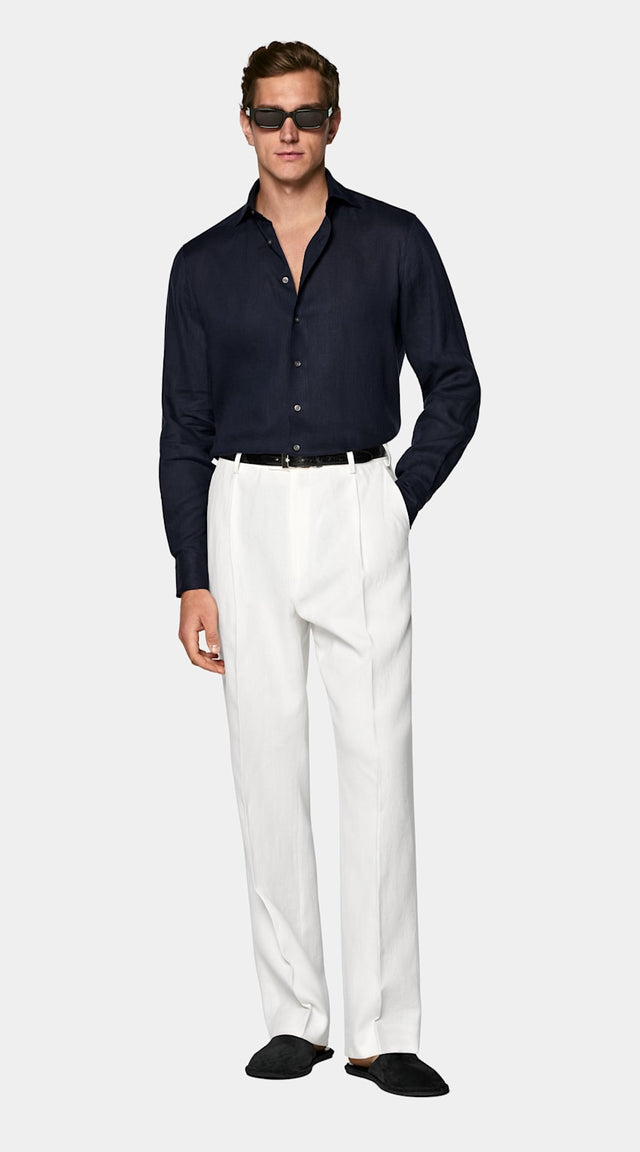 Navy Linen Shirt