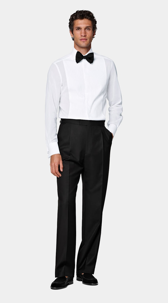 Off-White Sheer Tailored Fit Tuxedo Shirt