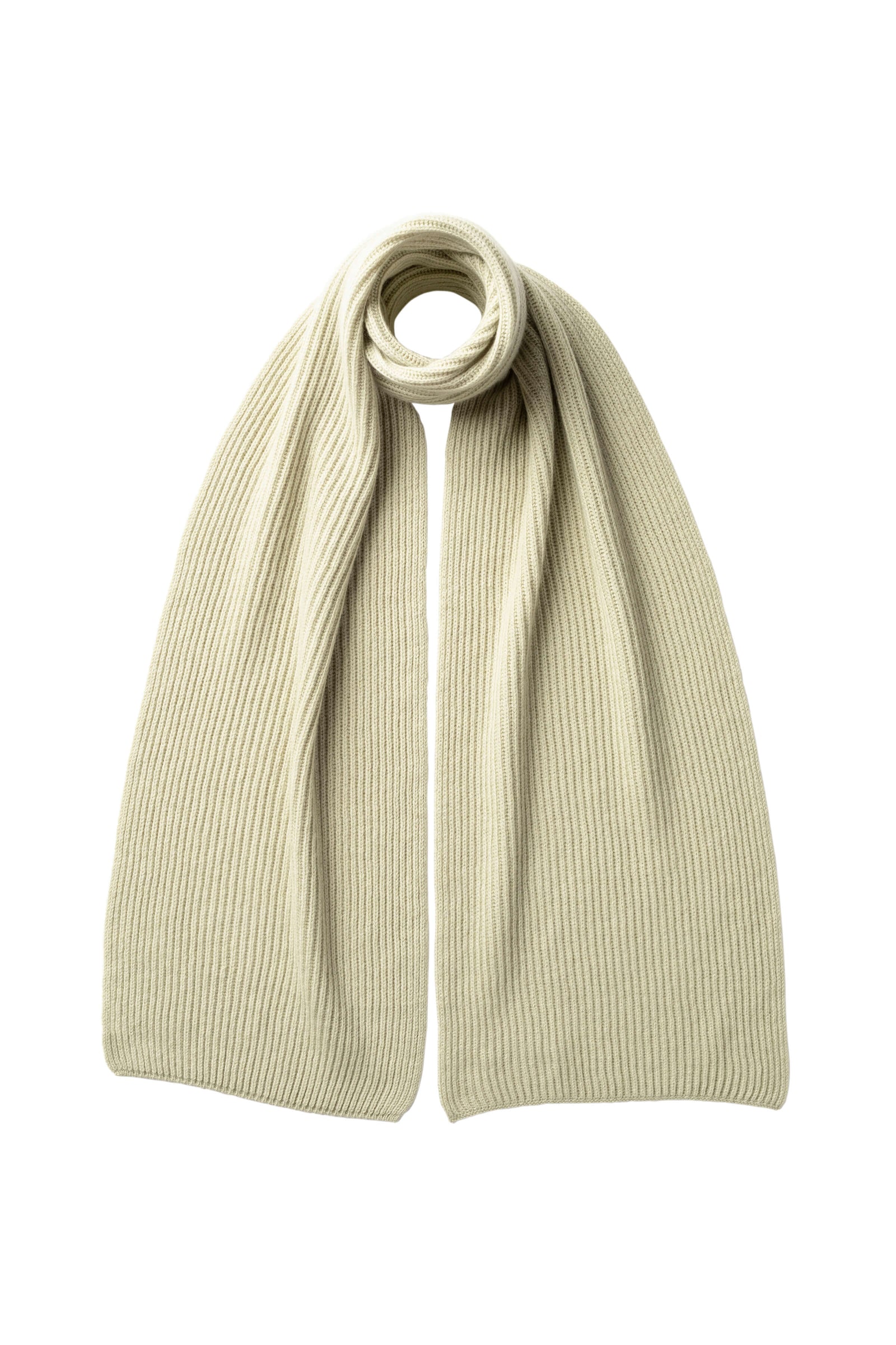 Ribbed Light Green Cashmere Scarf