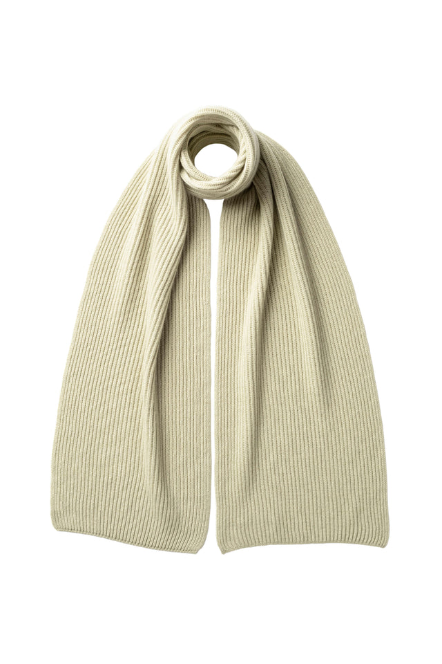 Ribbed Light Green Cashmere Scarf