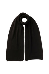 Black Cashmere Ribbed Scarf