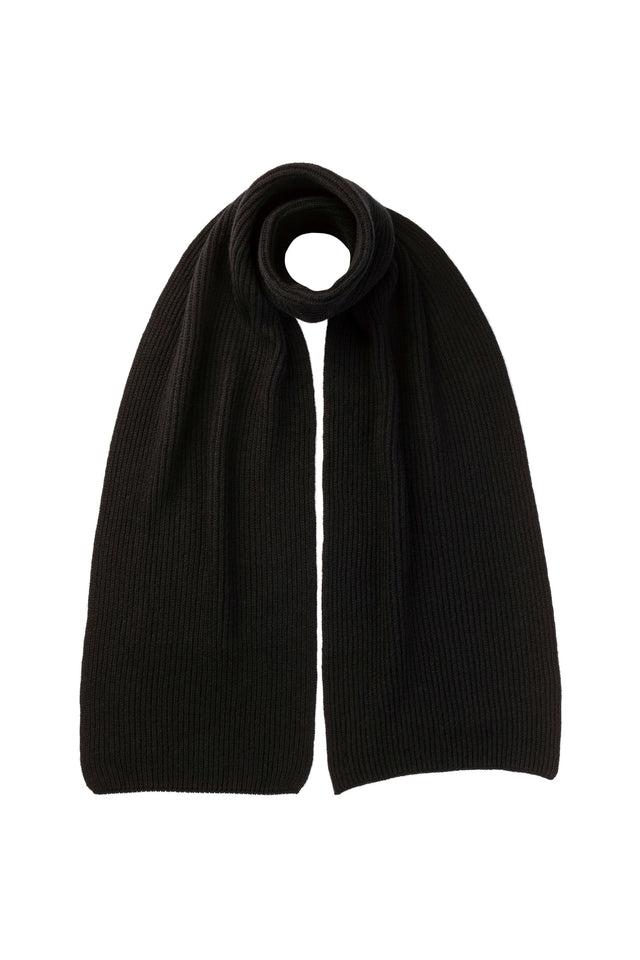 Black Cashmere Ribbed Scarf