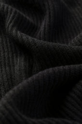 Black Cashmere Ribbed Scarf