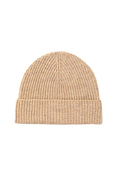Natural Ribbed Cashmere Beanie