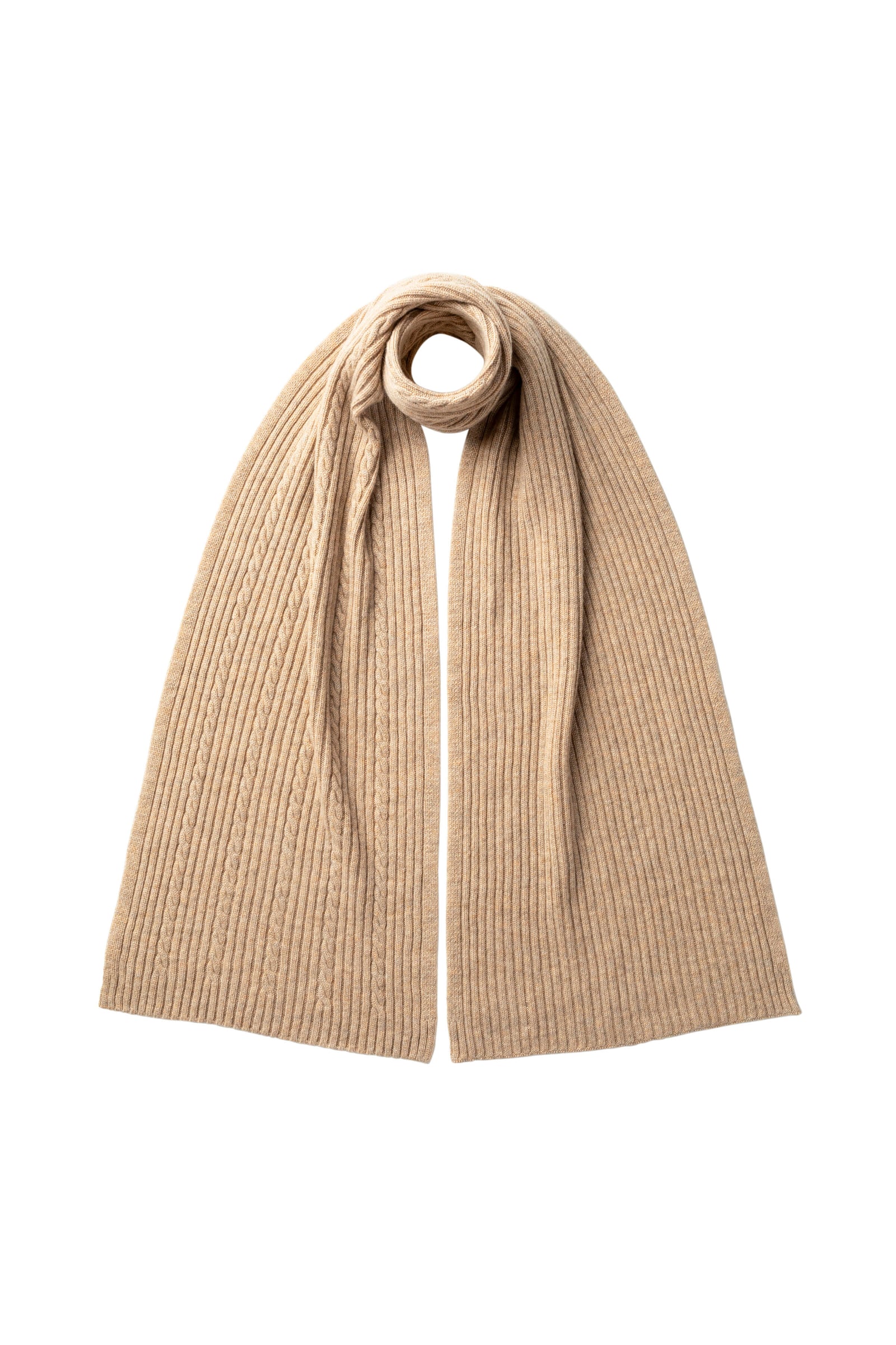 Cable Rib Natural Cashmere Scarf