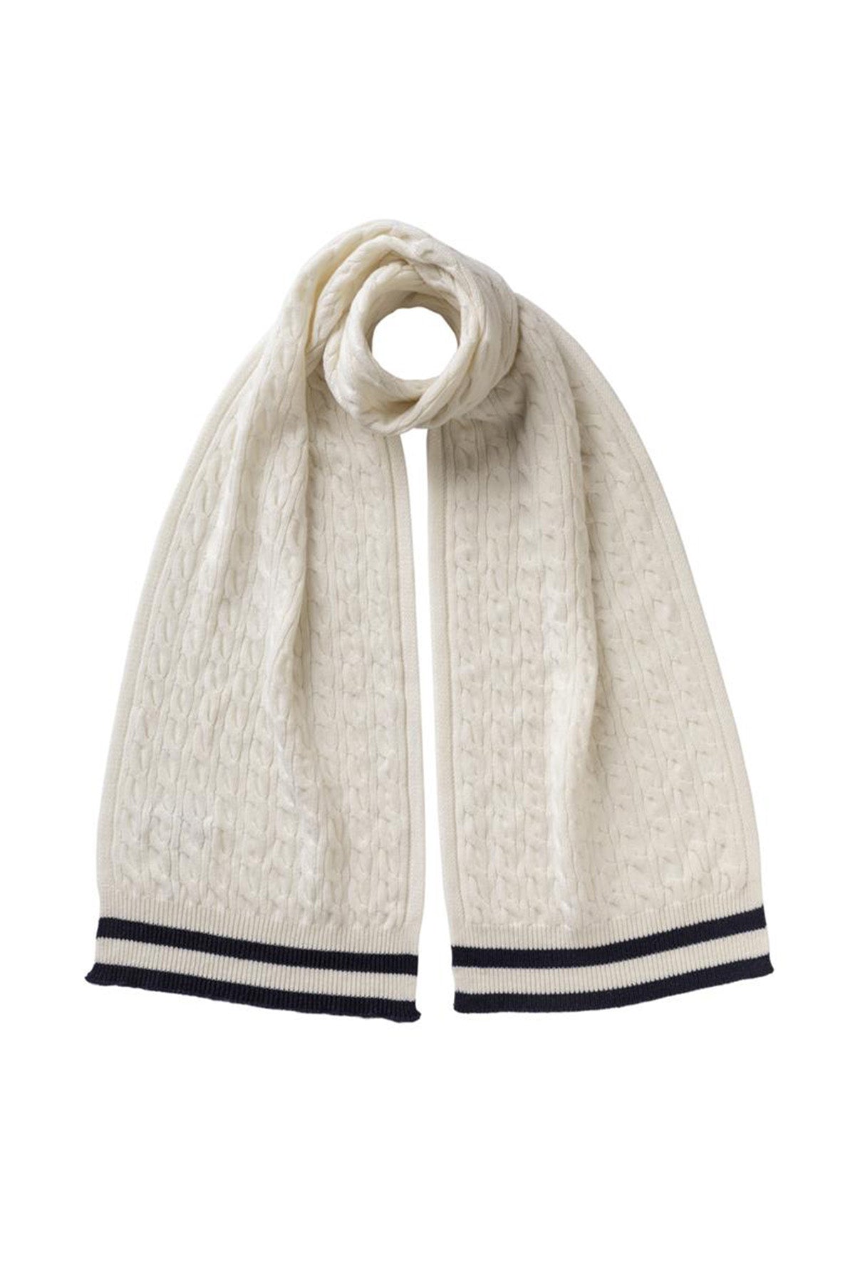 Knitted Cable Stripe Navy Scarf