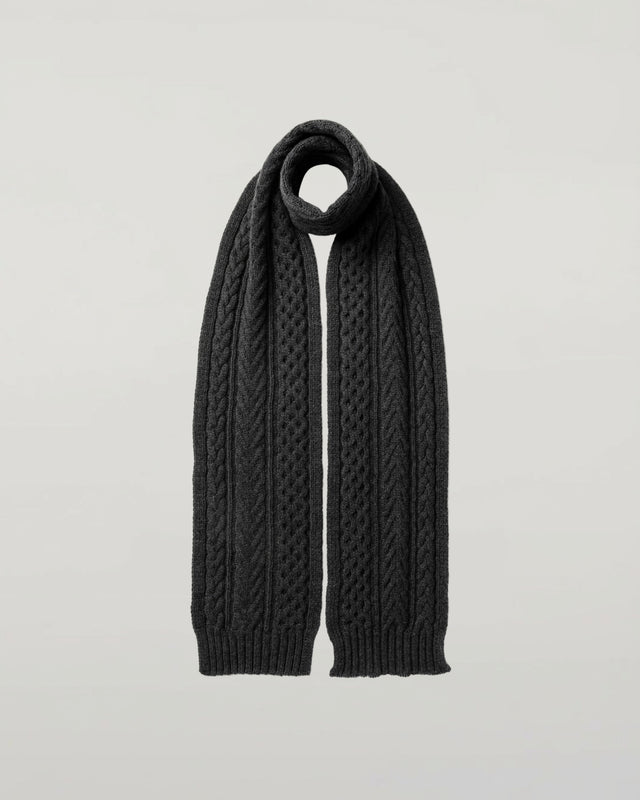 Aran Cable Charcoal Cashmere Scarf