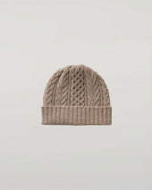 Aran Cable Brown Cashmere Beanie