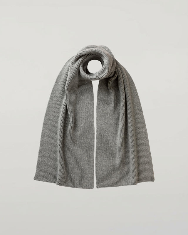 Ribbed Light Grey Cashmere Scarf