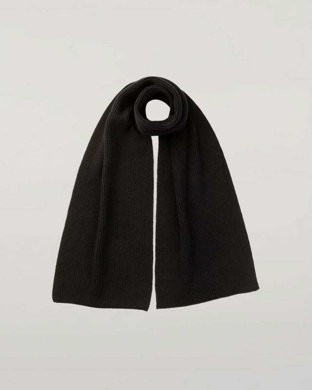 Ribbed Black Cashmere Scarf
