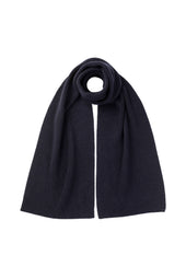 Ribbed Dark Navy Cashmere Scarf