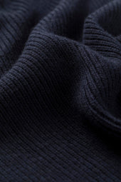 Ribbed Dark Navy Cashmere Scarf