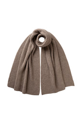 Cardigan Stitch Brown Cashmere Scarf