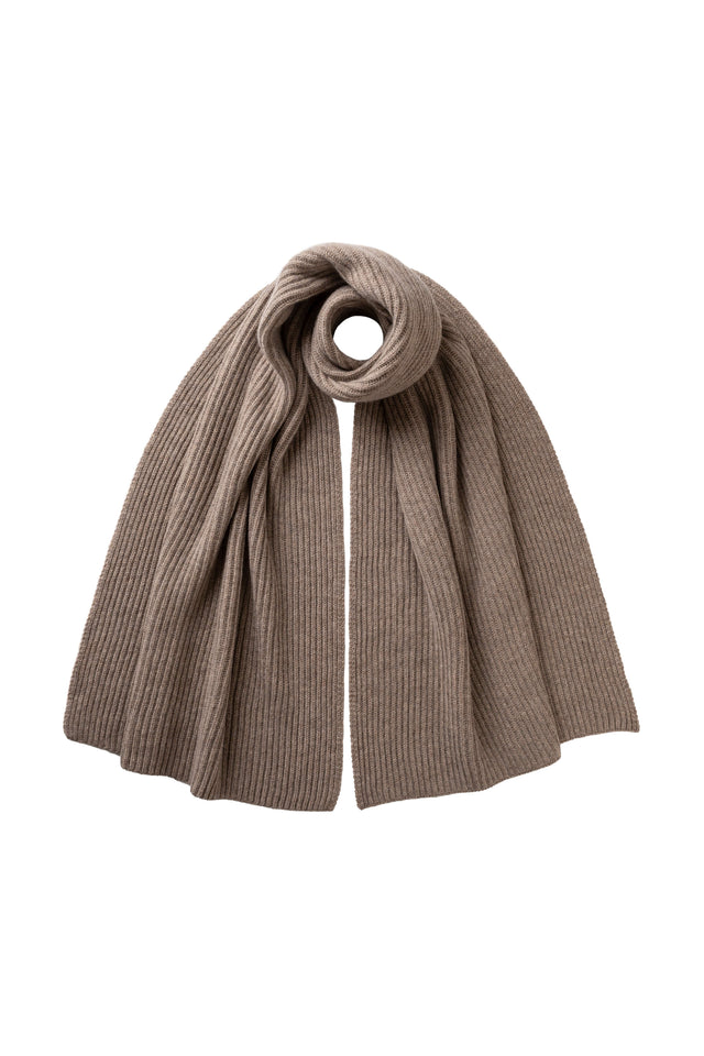 Cardigan Stitch Brown Cashmere Scarf