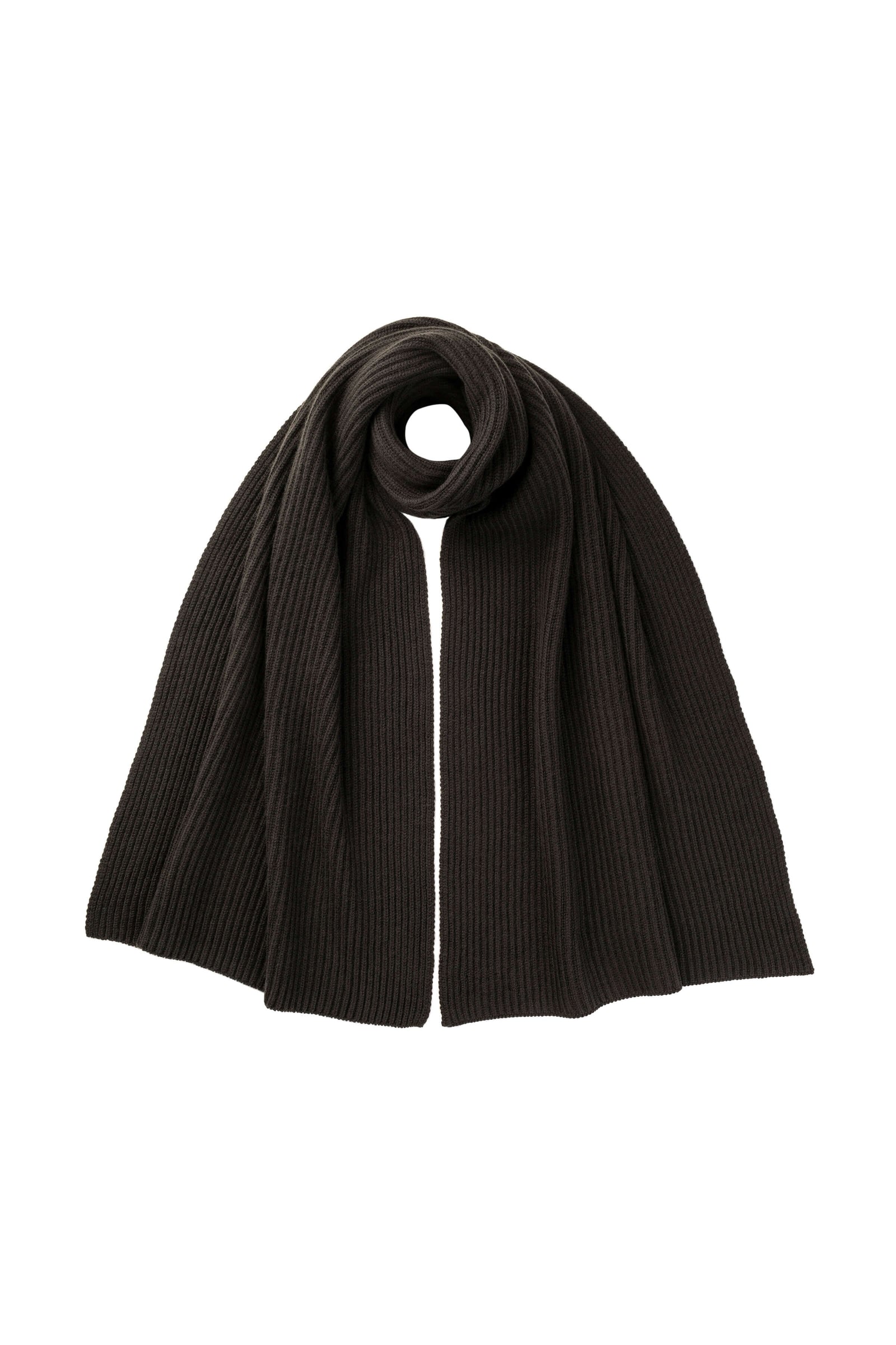 Cardigan Stitch Dark Grey Cashmere Scarf