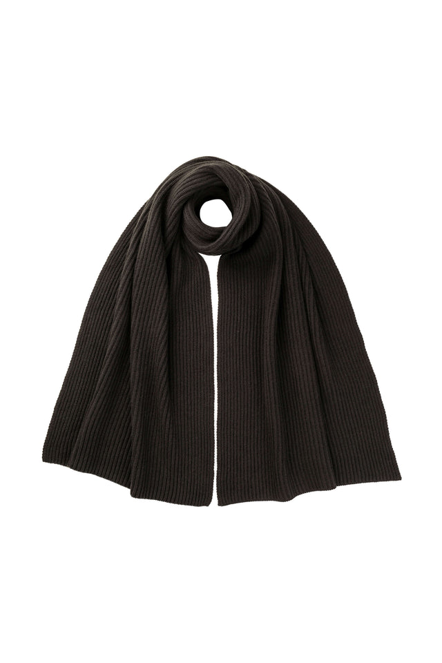 Cardigan Stitch Dark Grey Cashmere Scarf