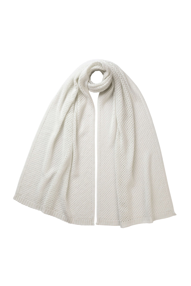 Crochet White Cashmere Stole