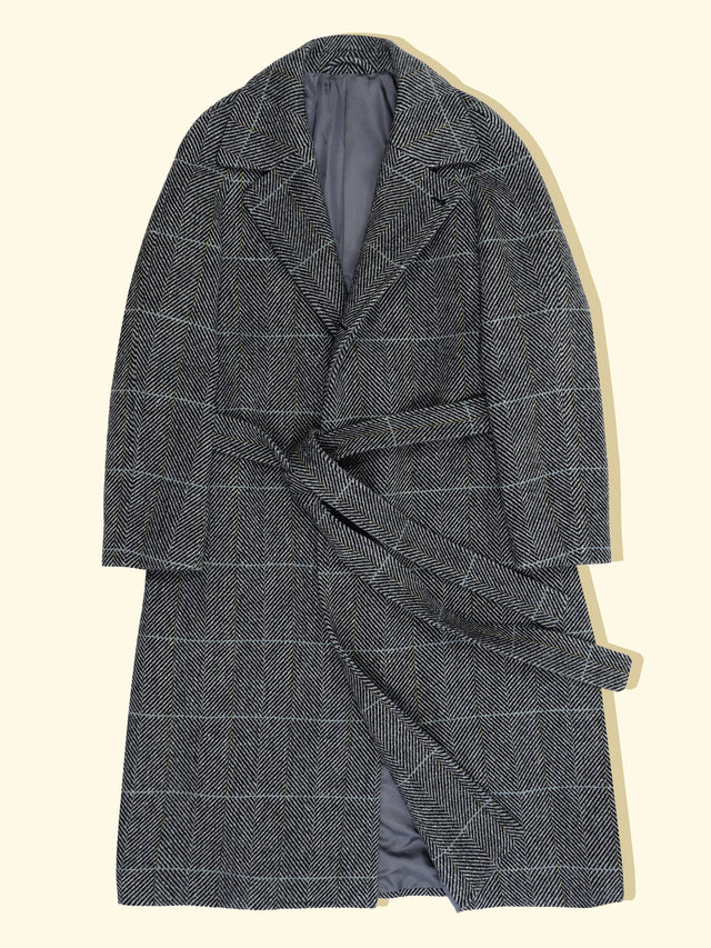 The A Wrap Coat Herringbone With Overcheck The Anthology