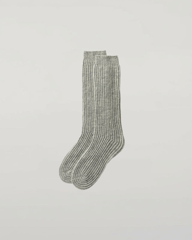 Luxe Ribbed Light Grey Cashmere Socks