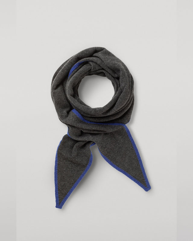 Ethel Charcoal & Blue Cashmere Diamond Scarf