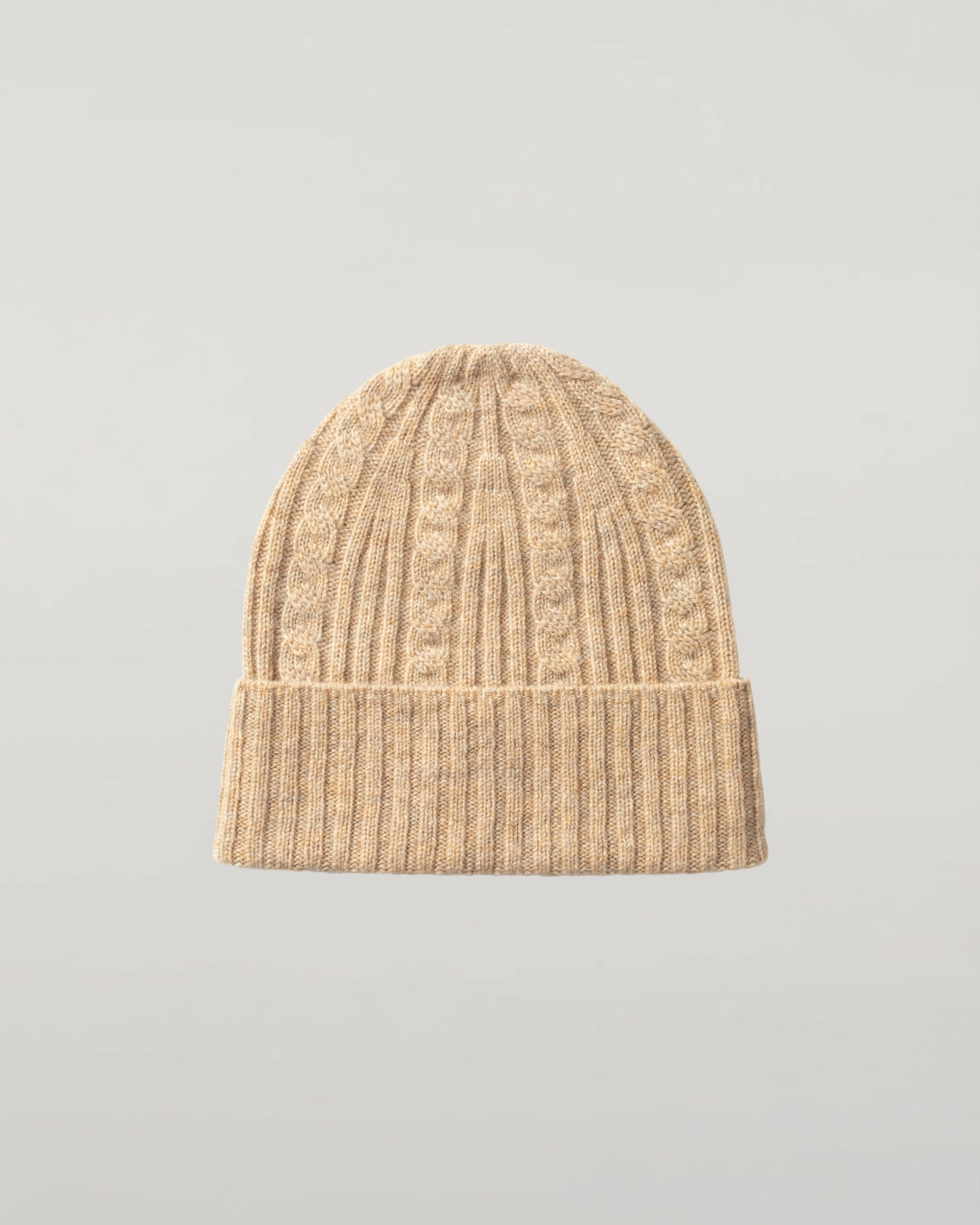 Cable Rib Natural Cashmere Beanie