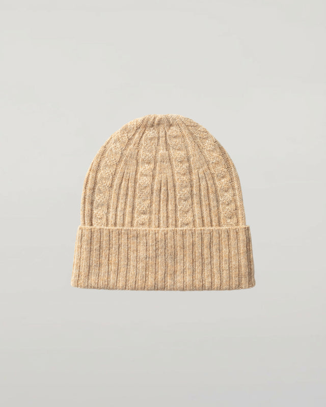 Cable & Rib Natural Cashmere Beanie