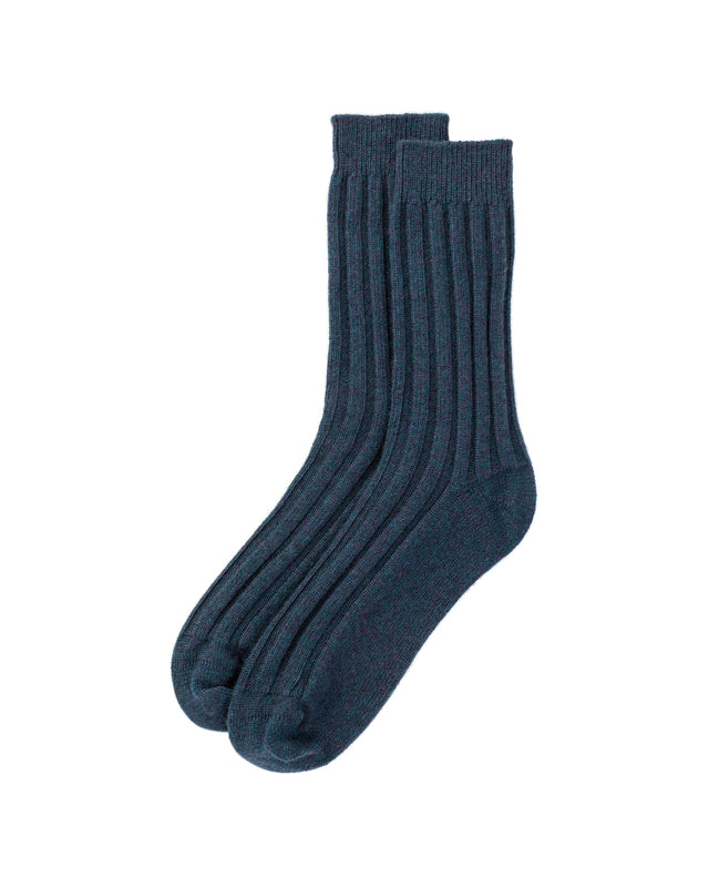 Men's Navy Cashmere Lounge Socks