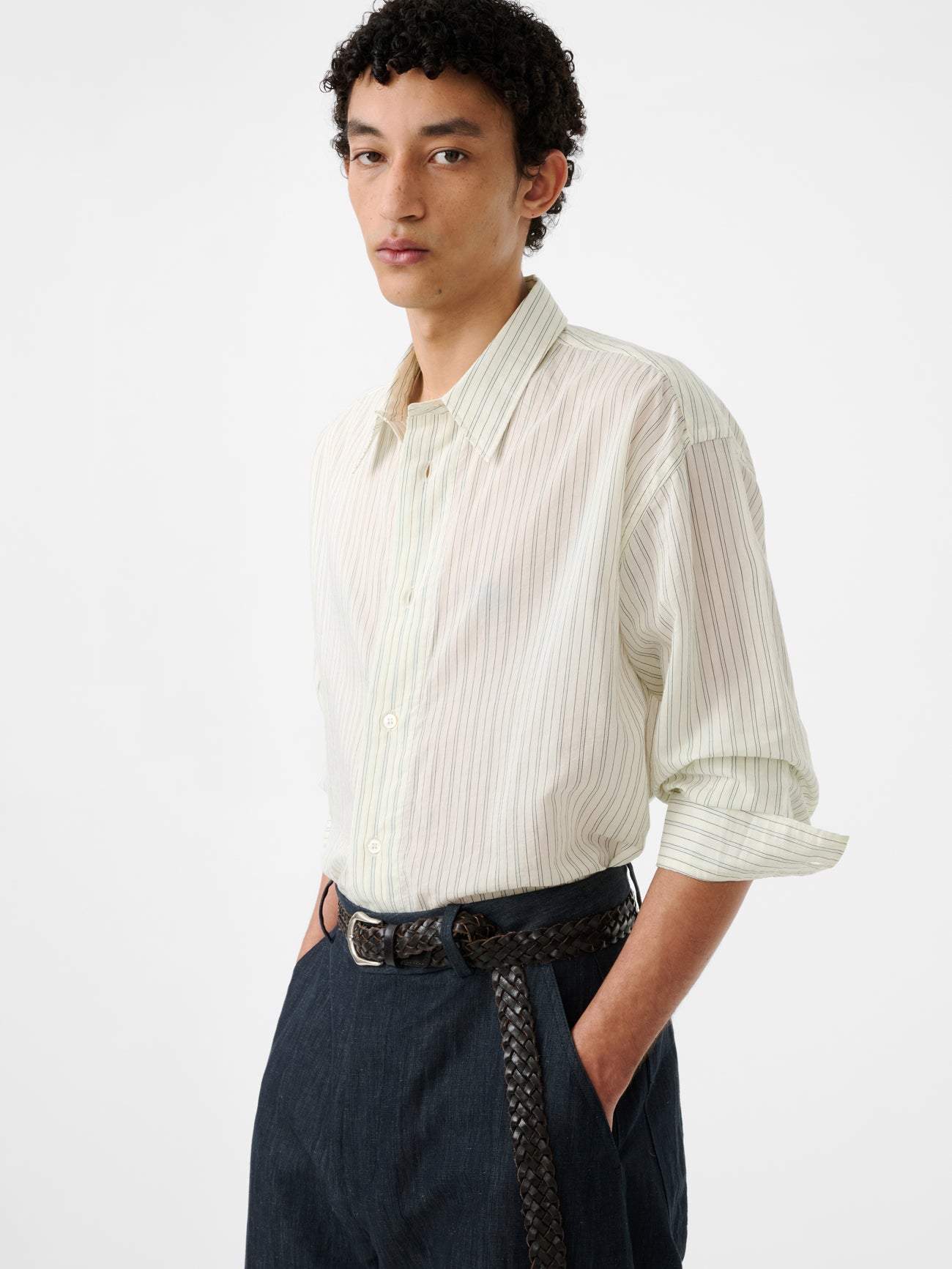 Hal Shirt In Parchment Stripe