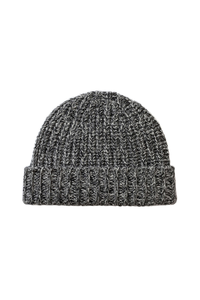 Half Cardigan Stich Charcoal Cashmere Beanie