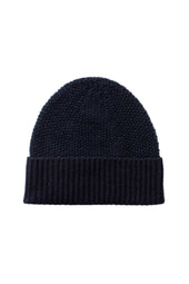 Seed Stitch Cashmere Navy Beanie